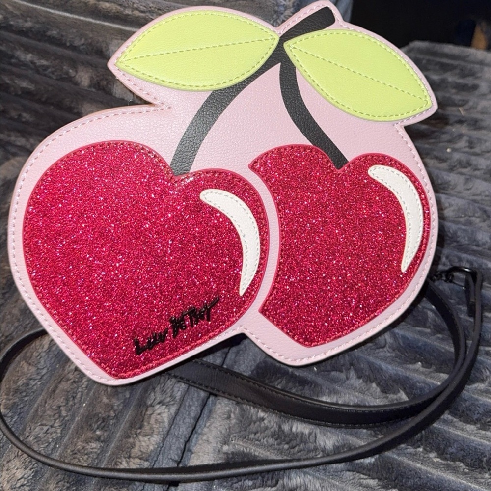 Betsey Johnson Pink Glitter Cherry Crossbody Bag